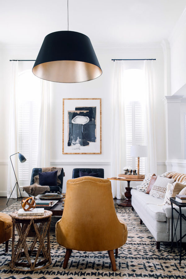 dramatic light fixtures on apartment 34