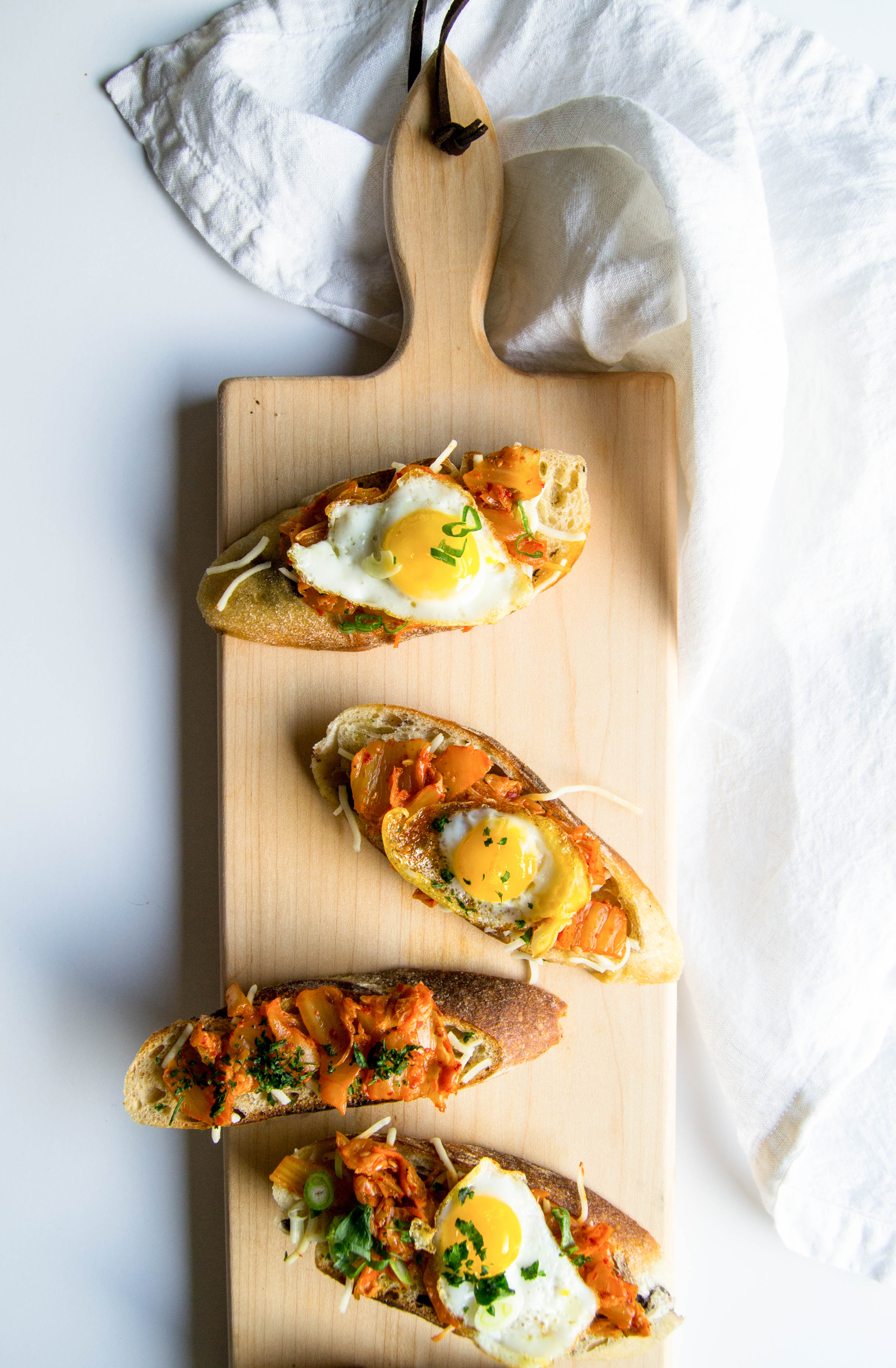 Next level cooking kimchi toast with quail egg on apartment 34