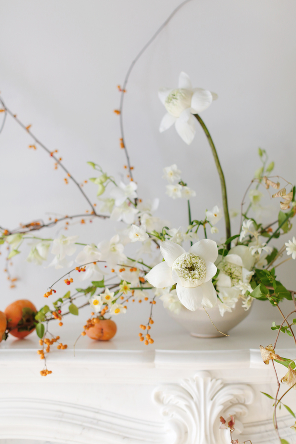 How to Dress Up Your Mantel with Flowers for Thanksgiving on apartment34 